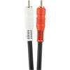 Up-close on red/white RCA male connectors of Digitek coaxial stereo cable