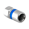 Tool-free push-on connector suitable for TV, satellite, and CCTV installations