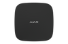 Black Ajax ReX Range Extender connected to Hub 2, boosting Jeweller signal up to 1.8 km for enhanced security