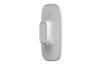 Rear angle view of Ajax StreetSiren silver/white siren featuring LED frame for armed status and 1,500m wireless range