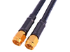 Close-up of Hills Antenna SMA Male connectors on 3m LL195 patch lead, showcasing secure RF mating for WiFi and telecom systems
