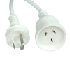 Closeup of plugs of Hills Antenna 5m White Power Extension Lead