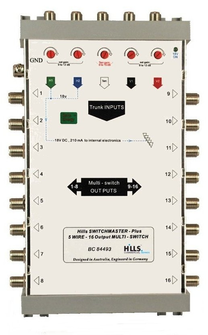 Hills Antenna BC84493 5-Wire, 16 Output Multiswitch - Bitek