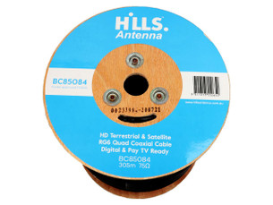 Hills Antenna RG6 Quad Shield 305 m wooden reel BC85084 Foxtel approved