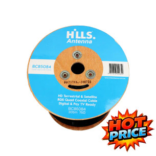 Hills Antenna RG6 Quad Shield 305 m wooden reel BC85084 Foxtel approved