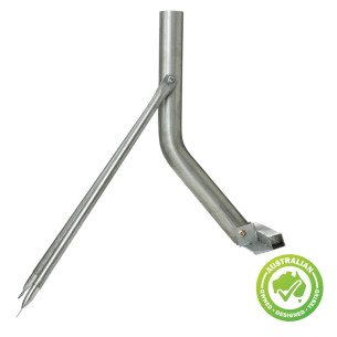 Hills Antenna FB607137C close-up of galvanised 76 mm mast & 2-way base