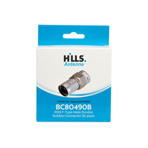 Hills Antenna BC80490B RG6 double bubble compression connector 25-pack box nickel-plated brass