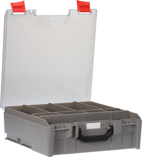 StorageTek Case Large Clear Lid PC c/w dividers-Grey