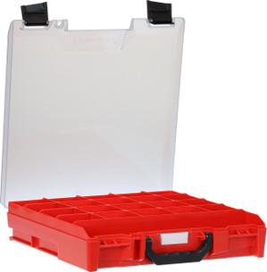 StorageTek Case Small Clear PC Lid-Red with Black Clasps