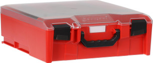 StorageTek Case Large Clear PC Lid c/w dividers-Red with Black Clasps