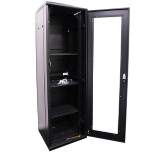 Toughened glass door open >180° on Datatek 42U rack