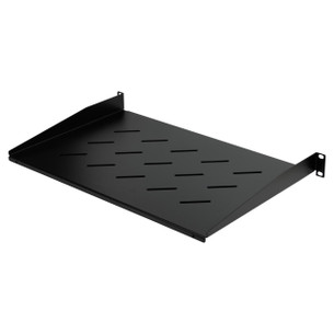 Datatek 1U 300mm deep cantilever shelf in black for 19-inch data cabinets
