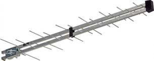 Heavy-duty 28-element Digitek UHF log periodic antenna with tilt bracket