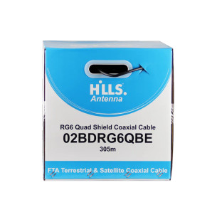 Hills Antenna RG6 cable in display box, ideal for professional installations