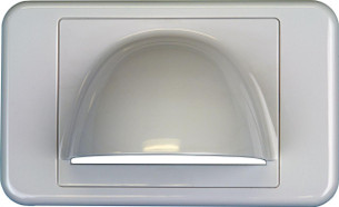 Digitek white bullnose media style wallplate with black bristle brush, 63.80mm x 40.70mm aperture for multi-cable pass-through