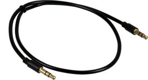 Digitek 3.5mm male-to-male stereo audio lead in black PVC with gold-plated plugs, available in 0.5m length for Hi-Fi connections