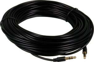 Digitek 3.5mm male-to-male stereo audio lead in black PVC with gold-plated plugs, available in 15m length for Hi-Fi connections
