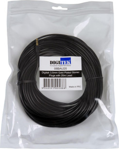 20m Digitek 3.5mm stereo audio lead in hang sell bag pack with label, multiple lengths with 1-year warranty