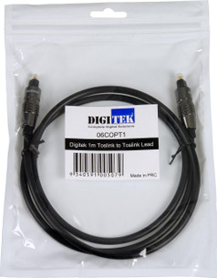 1m Digitek Toslink audio lead in hang sell bag pack with label with 1-year warranty