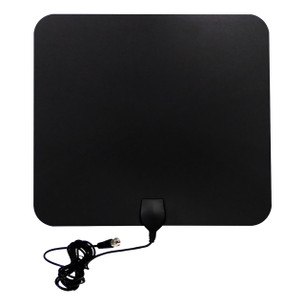 Fractal Indoor TV Antenna (01FFIA) in black ultra-thin design, 330mm x 330mm fractal pattern with 3m F-Type cable for FTA VHF/UHF reception