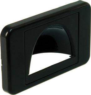 Digitek black reverse bullnose media style wallplate with single black bristle brush, 66.42mm x 43.49mm aperture for hidden cable pass-through