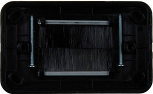 Rear view of view of Digitek black flat media plate highlighting low-profile ABS design and black bristle barriers