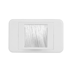 Digitek media wall plate without detachable front panel showing brush through design