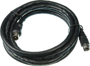 Digitek 1.8M F Type Male to PAL Male Quad Shield Coaxial Fly Lead Black