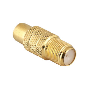 Closeup of F Female in Digitek Gold RCA  Female to F Female Adaptor