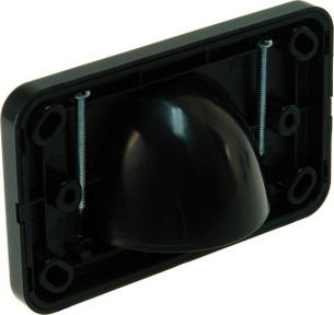 Rear view of Single brush Digitek media pass-through plate in reverse bullnose style for smart home