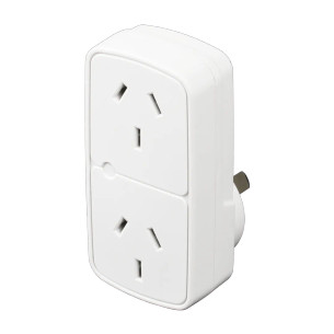 White 10A vertical double power plug adaptor
