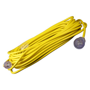 Yellow and red extension lead with 3 copper conductors