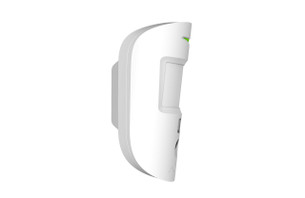 Side view of Ajax MotionCam PhOD White indoor PIR sensor with photo verification