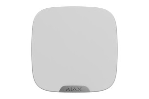 Silver/white Ajax StreetSiren DoubleDeck wireless outdoor siren with Brandplate adapter and 113dB buzzer for alarms