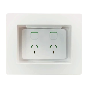 Hills Antenna White Recessed Wall Box with Clipsal Double PDU