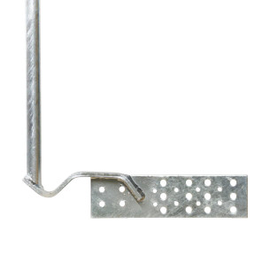 Closeup of base of Hills Antenna FTA Gutter Mount Galvanised 1.15m