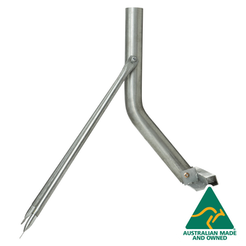 Hills Antenna FB607137C close-up of galvanised 76 mm mast & 2-way base