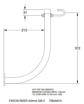 Schematic diagram of durable 300mm fascia riser mount