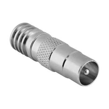 Close-up of PAL male pin in premium Hills Antenna RG6 Pal Male Hex Crimp Connector