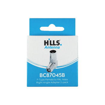 Hills Antenna BC87045B 2-pack right-angle F to PAL adaptors in box