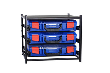 3 Small Drawer Frame Assembled c/w 3 Small PC Lid Cases- Blue