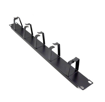 Datatek 1U rack mount 5 rings cable management system in black powder-coated metal