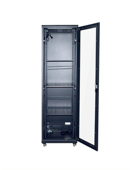 Toughened glass door open >180° on Datatek 42U 800 deep rack