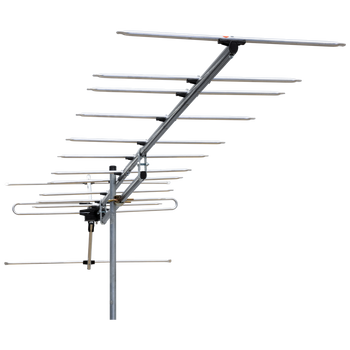 Detailed view of Digitek LTE Series 14-Element Yagi VHF antenna featuring snap-out reflectors and stainless steel screws for straightforward Australian fringe area setup