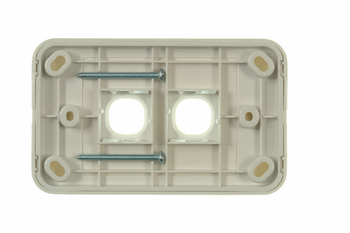 Rear view of Digitek 2 gang wallplate white, no mechanism