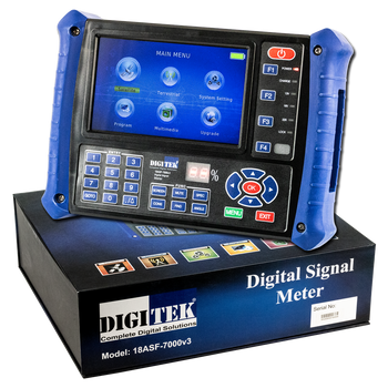 Digitek 18ASF-7000v3 signal meter box on top of display box