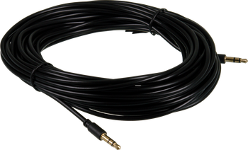 Digitek 3.5mm male-to-male stereo audio lead in black PVC with gold-plated plugs, available in 10m length for Hi-Fi connections