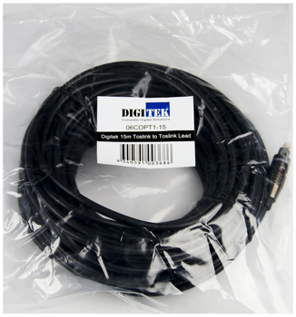 15m Digitek Toslink audio lead in hang sell bag pack with label with 1-year warranty