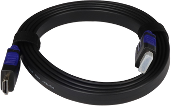 Hills Antenna 4K HDMI Premium Flat Cable in black 3.5mm x 13mm profile with gold-plated HDMI male connectors, 18Gbps for 1.8m length