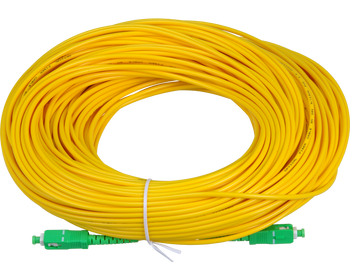 Digitek 50M SC-APC to SC-APC simplex patch lead in yellow PVC jacket, singlemode OS2 fiber for telecom/FTTx long-run connectivity